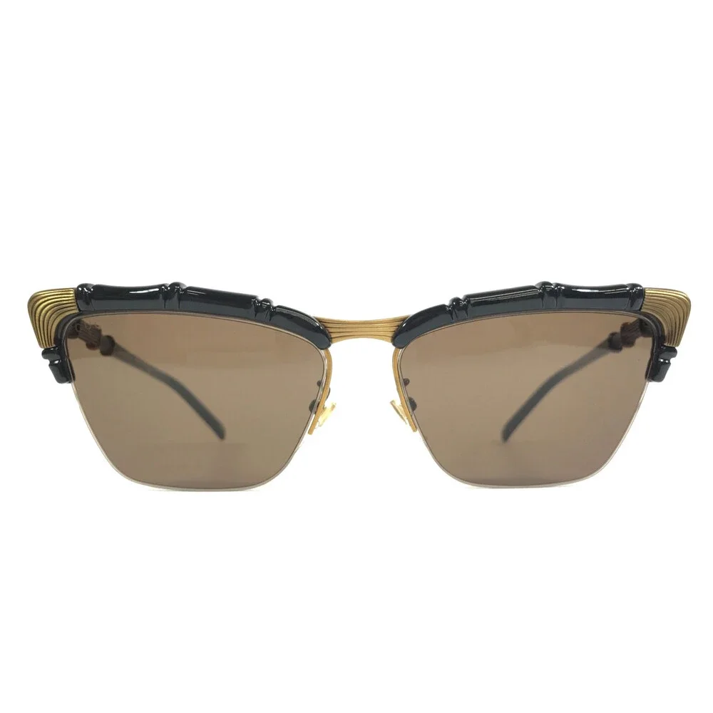 Gucci Sunglasses GG0660S 001 Gold Black Cat Eye Frames with Light Brown Lenses